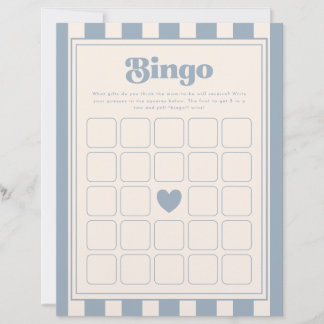Papier Jeu de Bingo Moderne Rétro Rayé Bleu pour Baby Sho