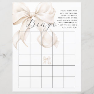 Papier Jeu de Bingo Neutral Bow Baby shower