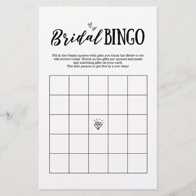 Papier Jeu de bingo nuptiale pour Mariage ou Fête des mar (Devant)