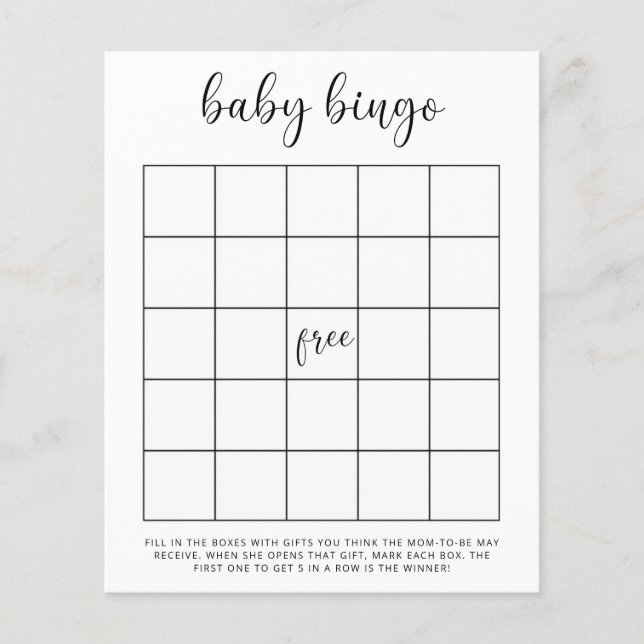 Papier Jeu de bingo pour baby shower (Devant)