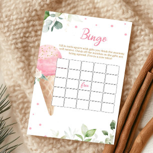 Papier Jeu de Bingo pour Baby Shower avec de la Glace Ros