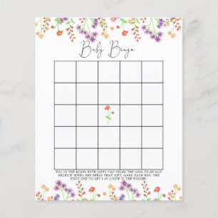 Papier Jeu de bingo pour baby shower Fleurs sauvages