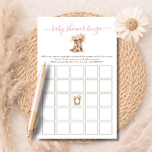 Papier Jeu de bingo pour baby shower Floral Western Boots