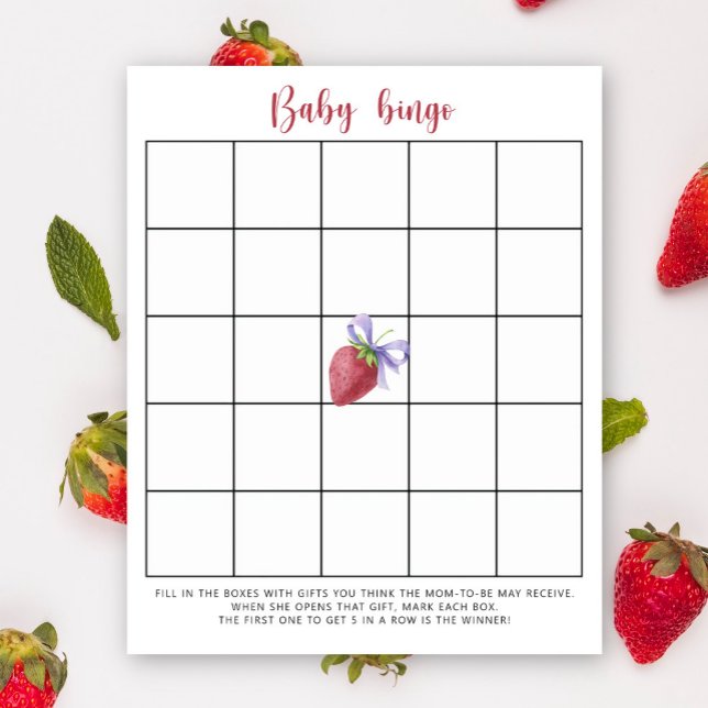 Papier Jeu de bingo pour baby shower - Fraise (Créateur téléchargé)
