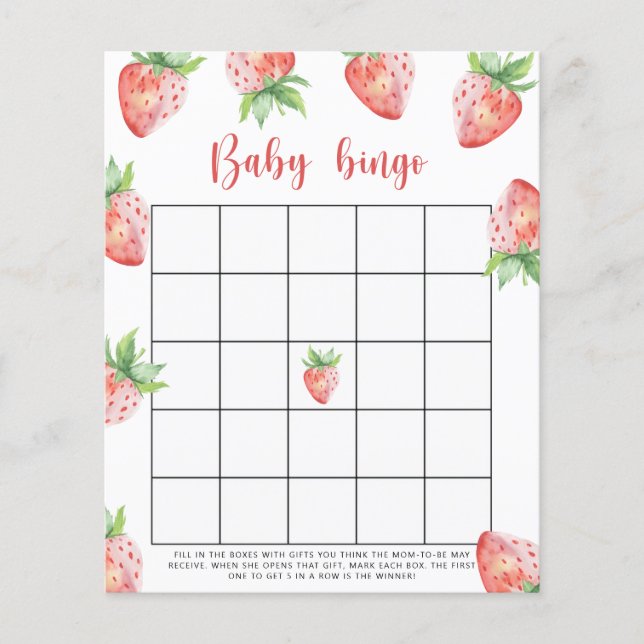 Papier Jeu de bingo pour baby shower - Fraise (Devant)