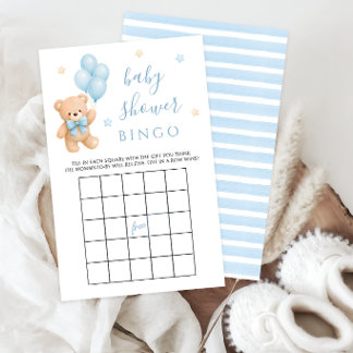 Papier Jeu de Bingo pour Baby Shower Garçon Ourson Bleu B