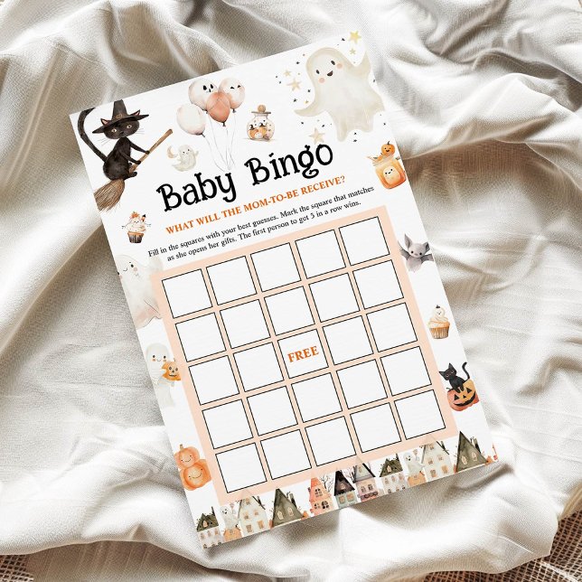 Papier Jeu de Bingo pour Baby Shower Halloween Floral  (Créateur téléchargé)