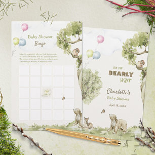 Papier Jeu de Bingo pour Baby Shower Ourson en Attendant