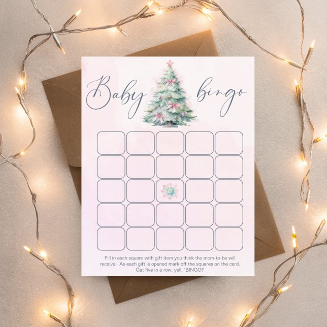 Papier Jeu de bingo pour baby shower rose hiver avec un s (Créateur téléchargé)