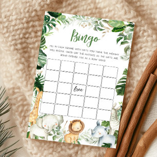 Papier Jeu de Bingo pour Baby Shower Safari Wild One