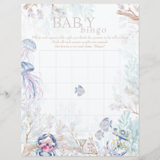 Papier Jeu de bingo pour baby shower sur la vie marine cô