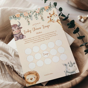Papier Jeu de bingo pour Baby Shower sur les Animaux de S