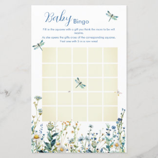 Papier Jeu de Bingo pour baby shower Wildflowers baby in 