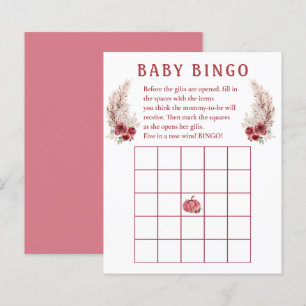 Papier Jeu de bingo pour bébé Boho Pumpkin Baby Shower d'