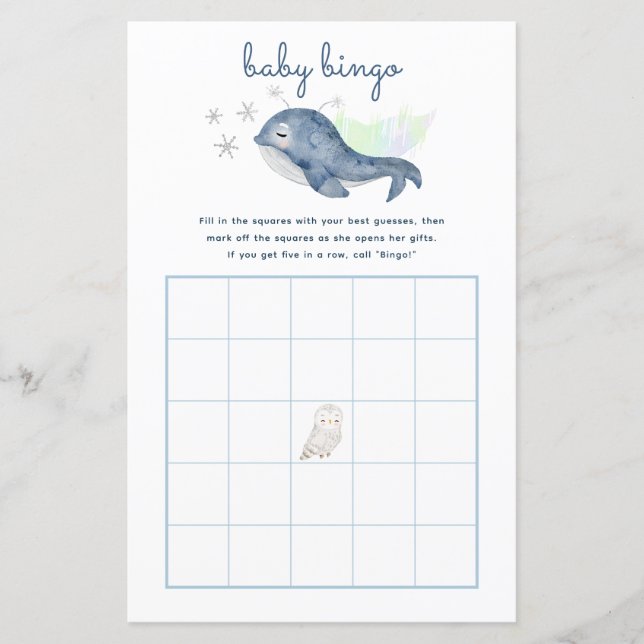 Papier Jeu de Bingo pour bébé d'hiver - Baby shower de ba (Devant)