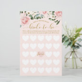 Papier Jeu de bingo pour future mariée à la douche de mar (Debout devant)