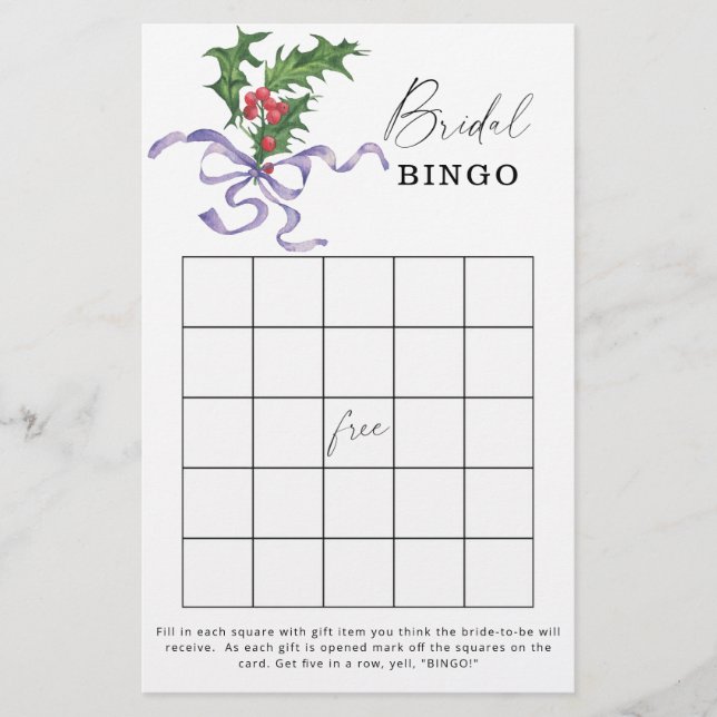 Papier Jeu de bingo pour la douche nuptiale d'hiver (Devant)