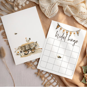 Papier Jeu de bingo pour mariage de ferme avec des poules