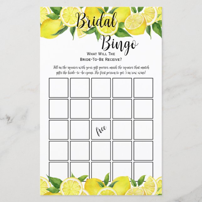 Papier Jeu de Bingo pour une fête de douche de nuptiale a (Devant)