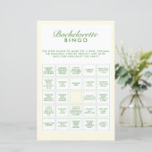 Papier Jeu de Bingo Retro Green & Yellow Bachelorette (Debout devant)