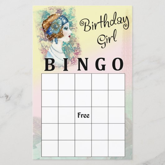 Papier Jeu de Bingo vintage Retro Woman (Devant)