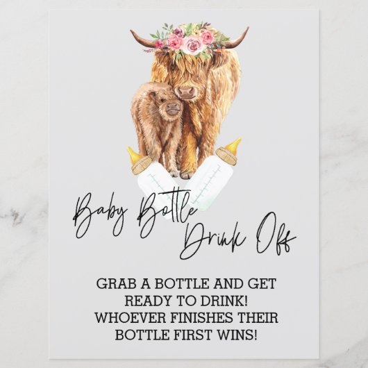 Papier Jeu de boisson au biberon sous la douche Vache des (Devant)