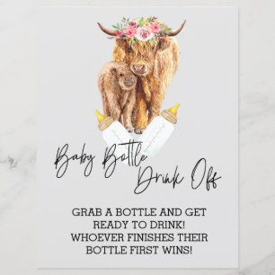 Papier Jeu de boisson au biberon sous la douche Vache des