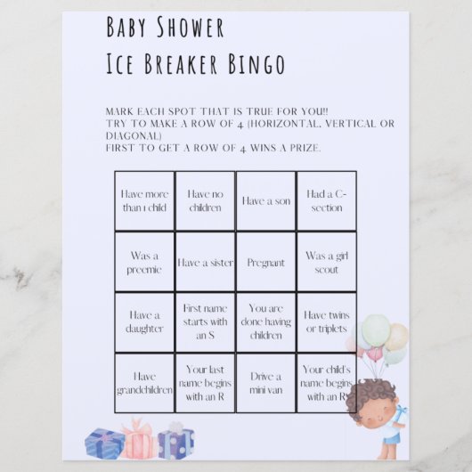 Papier Jeu de Brise-Glace pour Baby Shower (Devant)
