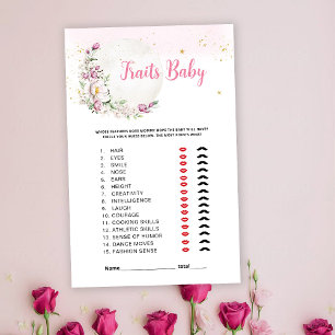 Papier Jeu de caractéristiques de bébé à la lune florale