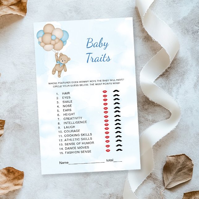 Papier Jeu de caractéristiques de bébé ours en peluche (Créateur téléchargé)
