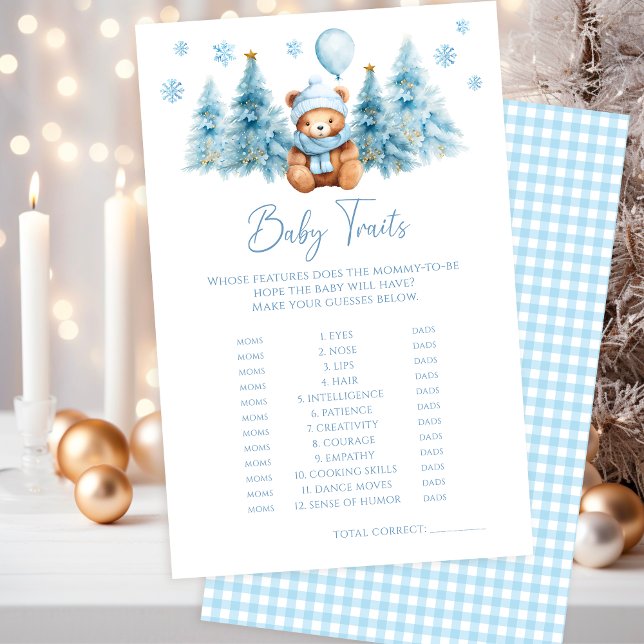Papier Jeu de caractéristiques de douche de bébé ours en  (Créateur téléchargé)