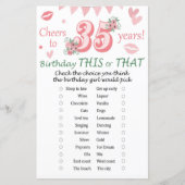 Papier Jeu de 'Ceci ou Cela' pour 35ème anniversaire (Devant)