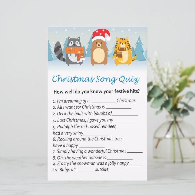Papier Jeu de chansons de Noël des animaux des bois (Debout devant)