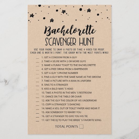 Papier Jeu de chasse au trésor Bachelorette modifiable (Devant)