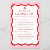 Papier Jeu de chasse au trésor de Bachelorette rouge rose (Devant)