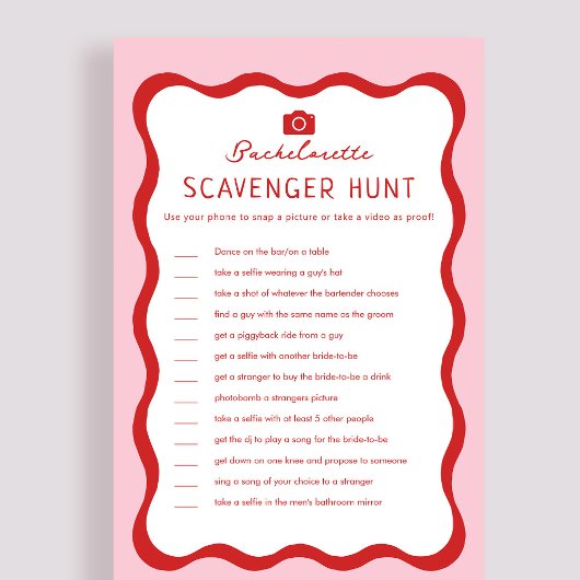 Papier Jeu de chasse au trésor de Bachelorette rouge rose
