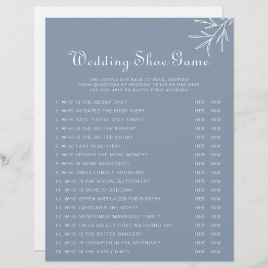 Papier Jeu de chaussures à Mariage bleu Dusty (Devant / Derrière)