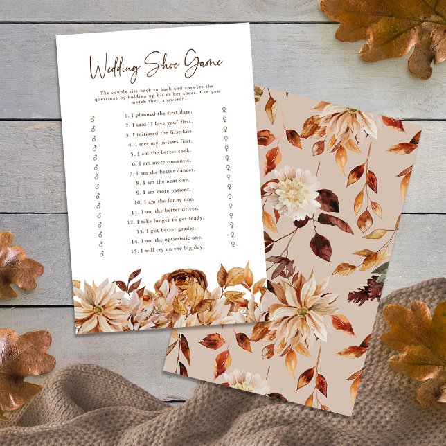 Papier Jeu de chaussures de mariage d'automne (Fall Wedding Shoe Game
)