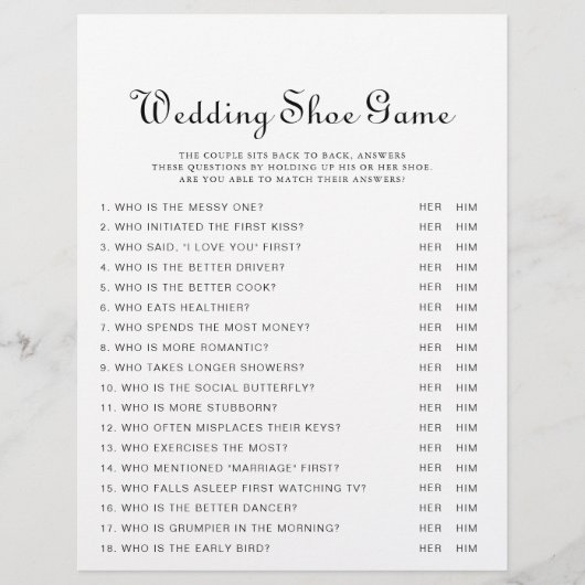 Papier Jeu de chaussures minimaliste Mariage (Devant)