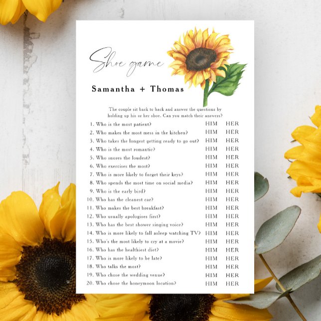 Papier Jeu de chaussures nuptiale de tournesol minimalist (Créateur téléchargé)