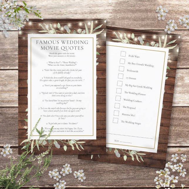Papier Jeu de citations de films célèbres pour la douche  (Famous Movie Quotes Bridal Shower Game)