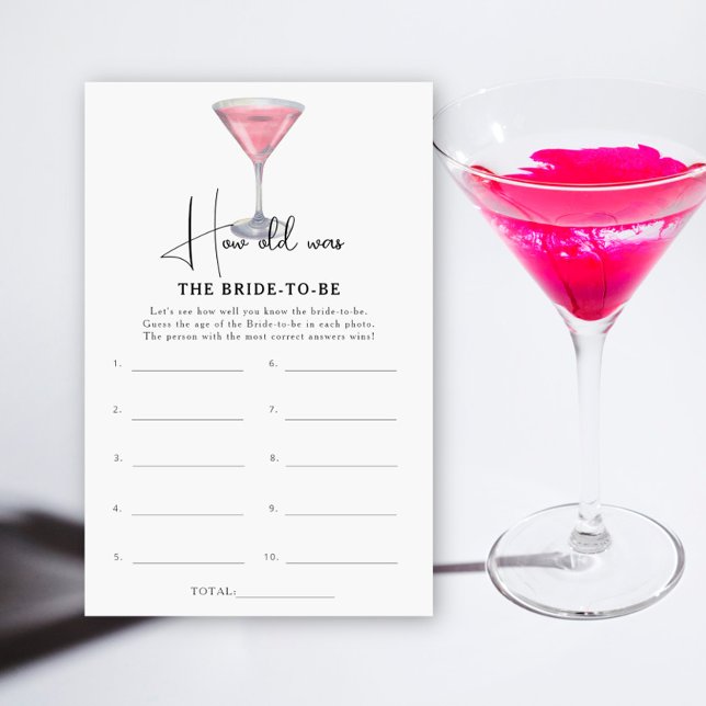 Papier Jeu de cocktail Quel âge avait la future mariée (Créateur téléchargé)