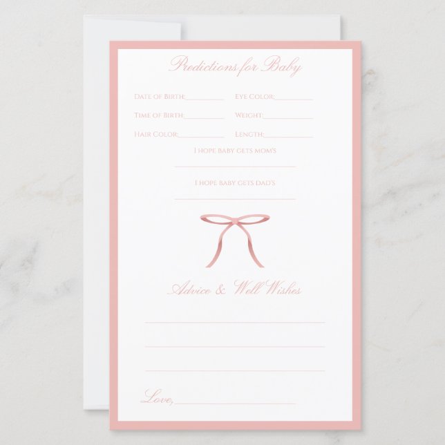 Papier Jeu de conseils et de prédictions pour Baby Shower (Devant)