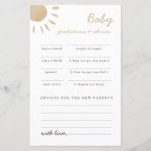 Papier Jeu de conseils et de prédictions pour une baby sh (Devant)