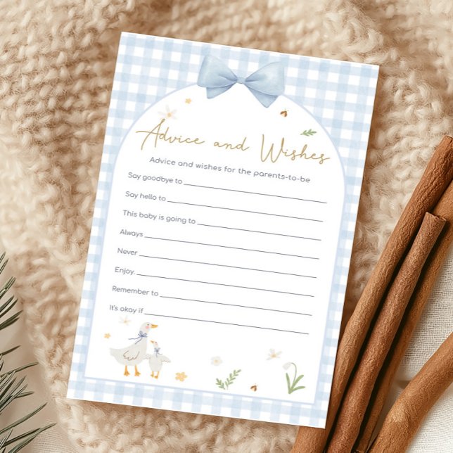 Papier Jeu de conseils et de vœux de douche pour Gingham  (silly Goose Baby Shower Game)