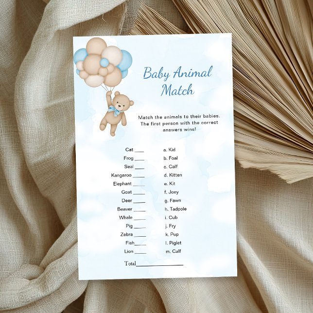 Papier Jeu de correspondance d'animaux bébé ours en peluc (Créateur téléchargé)