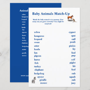 Papier Jeu de Correspondance sur le Thème des Animaux Div