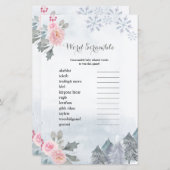 Papier Jeu de course à mot Hiver Flore Snowflakes (Devant / Derrière)