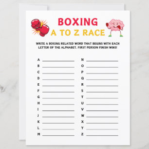 Papier Jeu de course de boxe A à Z