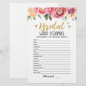 Papier Jeu de course de mot nuptiale avec réponses (Devant / Derrière)